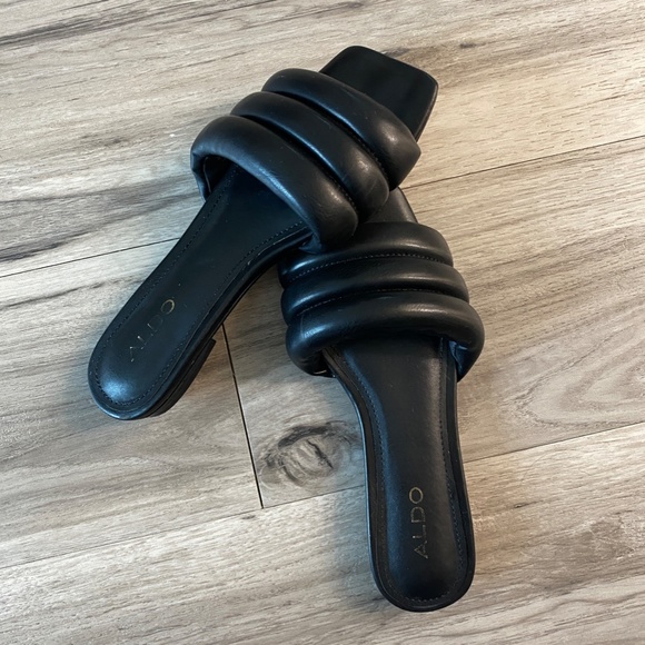 Aldo Goani Puffy Slide Square Toe Sandal Black Size 5 - Picture 3 of 13